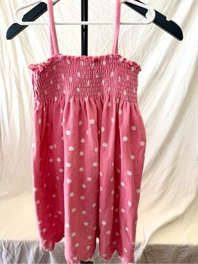 Hanna Andersson Pink Polka Dot Smocked Top